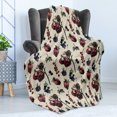 thumbnail image 4 of Vintage Soft Flannel Fleece Throw Blanket, Drawing of Berry Fruits Tasty Vegetarian Food Organic Eating Garden Theme, Cozy Plush for Indoor and Outdoor Use, 50" x 70", Multicolor, by Ambesonne, 4 of 5