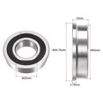thumbnail image 3 of F6205-2RS 25x52x15mm Double Sealed Chrome Steel Flanged Ball Bearings 2 Pack, 3 of 5