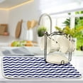 thumbnail image 5 of Navy Blue Chevron Zigzag Striped Dish Drying Mat Microfiber Kitchen Mats Large Counter Absorbent Dish Pad Drainer Rack 16"x18", 5 of 7