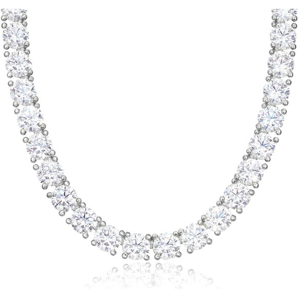 Tennis Necklaces for Women Men, 14K Gold/Silver Plated Simulated Diamond Chain Round Cubic Zirconia Choker Dainty Jewelry Gift
