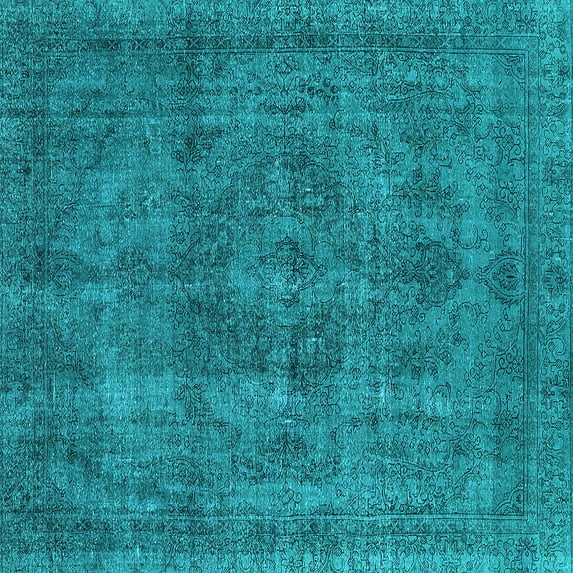 Ahgly Company Indoor Square Oriental Light Blue Industrial Area Rugs, 5' Square