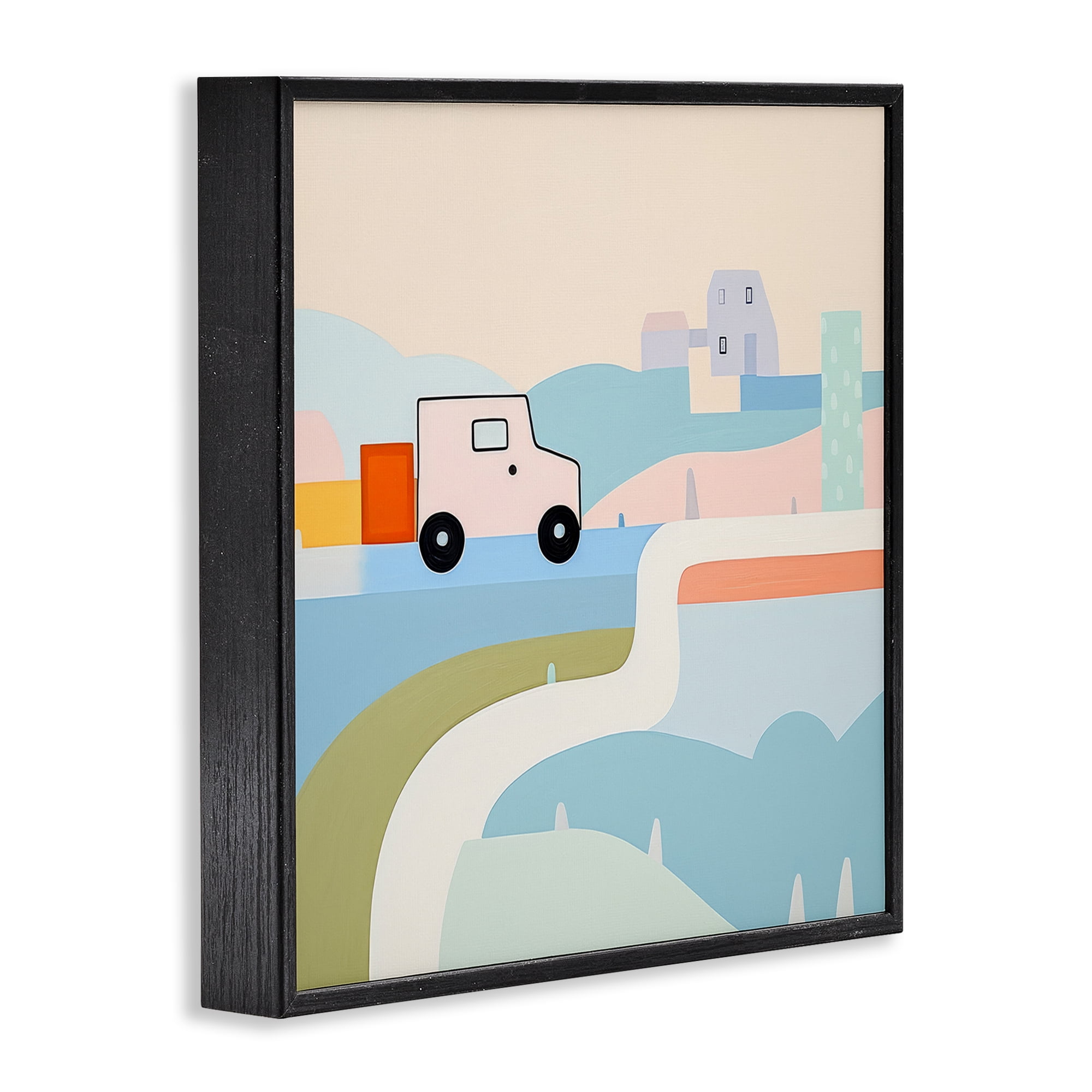 Stupell Industries Imagination On Wheels Landscape Painting Black Framed Art Print Wall Art, 24 x 24