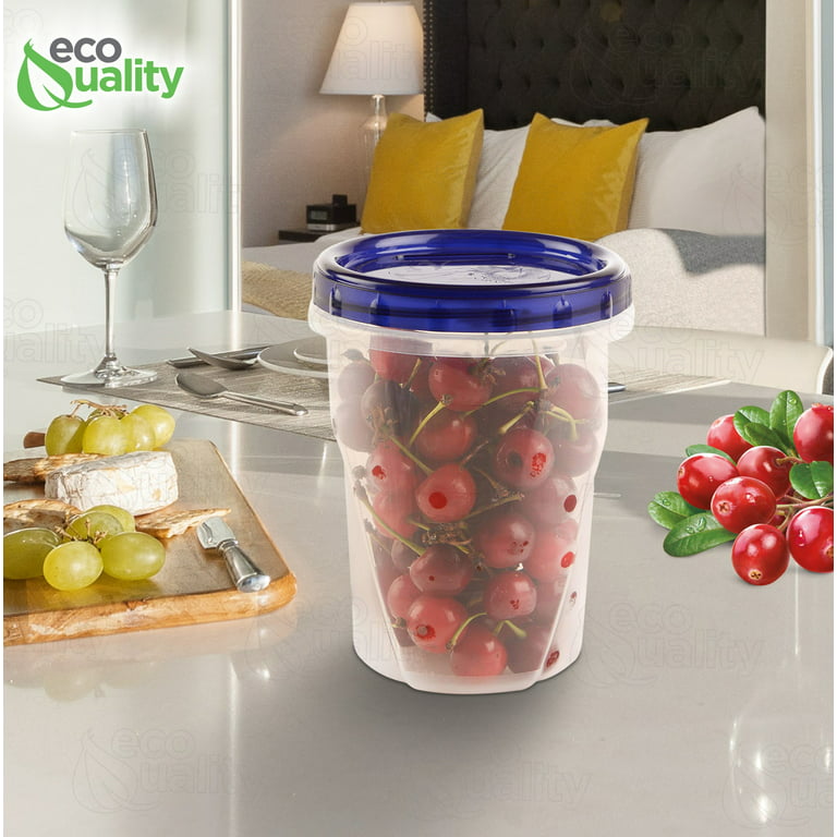 3 Pack 32 oz Twist Top Storage Deli Containers - Airtight Reusable Plastic Food Storage Canisters with Twist & Seal Lids, Leak-Proof - Meal Prep