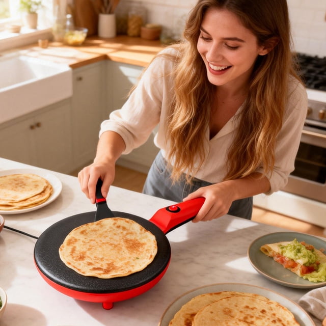 BotaniNest Machine à Crêpes Portable pour la Maison, Compacte, Antiadhésive, Poêle à Crêpes, Machine à Crêpes pour Oeufs, Blintzes, Tortillas, Noir