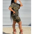 thumbnail image 5 of HLSOHJP Women's Short Sleeve Military Playsuits High Waist Camo Button Down Rompers Camouflage One Piece Jumpsuit, 5 of 7