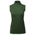 thumbnail image 2 of A2Y Women's Sleeveless Viscose Turtle Neck Sweater Top Olive M, 2 of 5