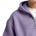 thumbnail image 6 of EnJoCho Boys Quarter Zip Hoodies 𝖶affle Knit Kids Long Sleeve Hooded Sweatshirts Teens Pullover Tops Clothes 4-14 Years Casual Fleec𝖾 Outerwear Knitwear Clothing, 6 of 9