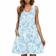 thumbnail image 4 of HOMBOM Midi Dresses for Women 2025 Tank Vacation Tank Crew Neck Summer Floral Womens Dresses with Pockets, 4 of 6