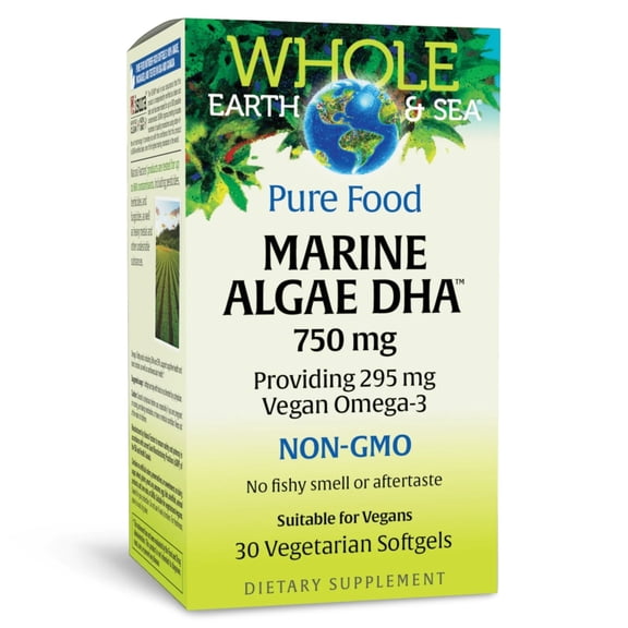 Natural Factors Whole Earth & Sea, Marine DHA Omega-3, 30 Vegetarian Softgels