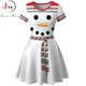 thumbnail image 2 of Vestido de Navidad con estampado de muñeco de nieve blanco para mujer, manga corta, elegante, Vintage, fiesta, bata, ropa informal para mujer, nuevo, 2 of 5