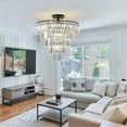 thumbnail image 4 of ACE-LIGHTS,5-Tier Black Crystal Semi Flush Mount Chandelier Light Fixture,Large Contemporary Luxury Ceiling Lighting for Living Room,Bedroom,Dining Room,Hallway,Restaurants,Holels,Bars(Black), 4 of 11