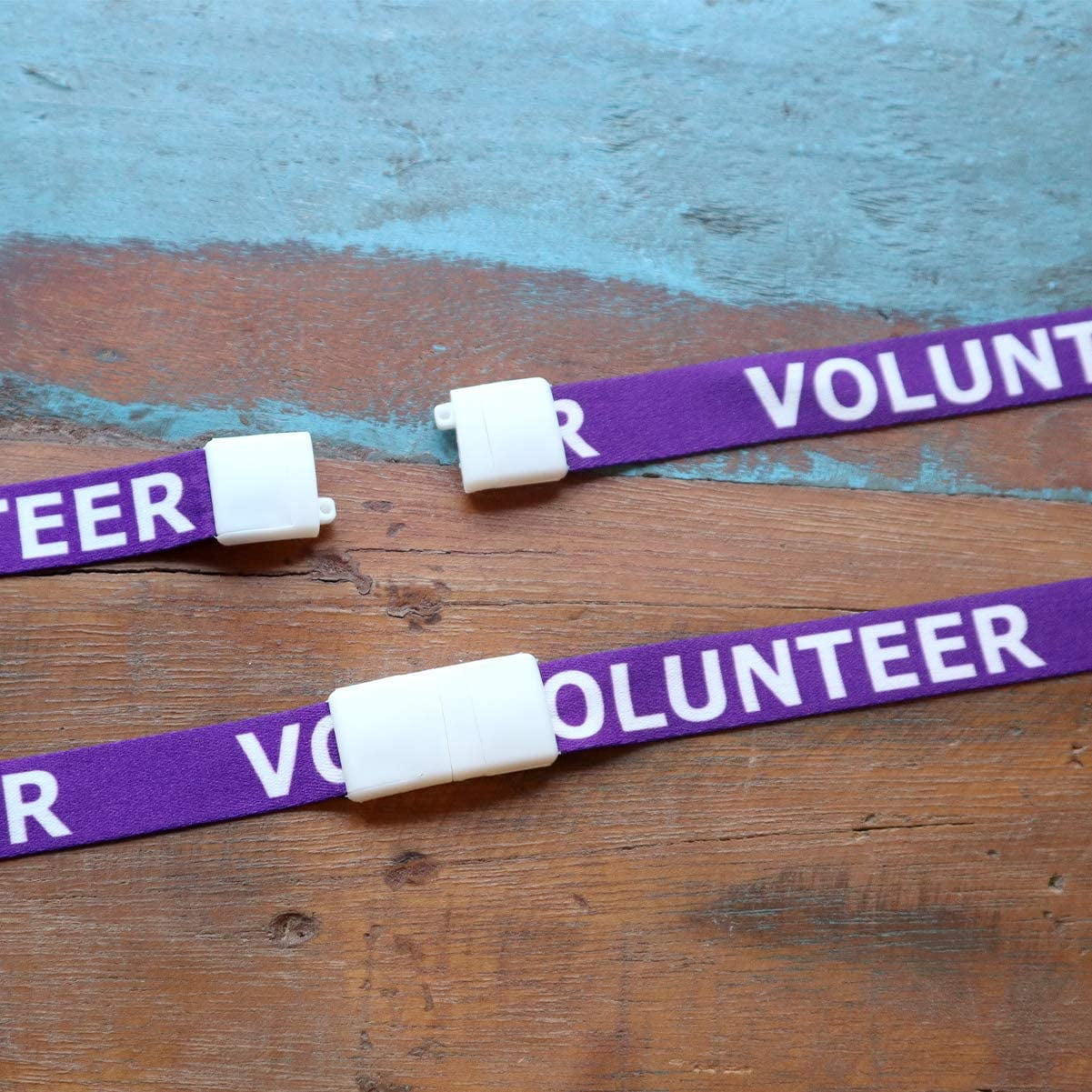 Bulk 25 Pack - Volunteer Lanyards with Badges - Identification for Volunteers - Heavy Duty Plastic Name Tags with Breakaway Lanyard for Church, Events, School & More! by Specialist ID (Purple)