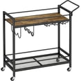 thumbnail image 1 of Carrito de Cocina con Ruedas, Estante Organizador con Ganchos, Madera y Negro, 1 Pieza, 1 of 7