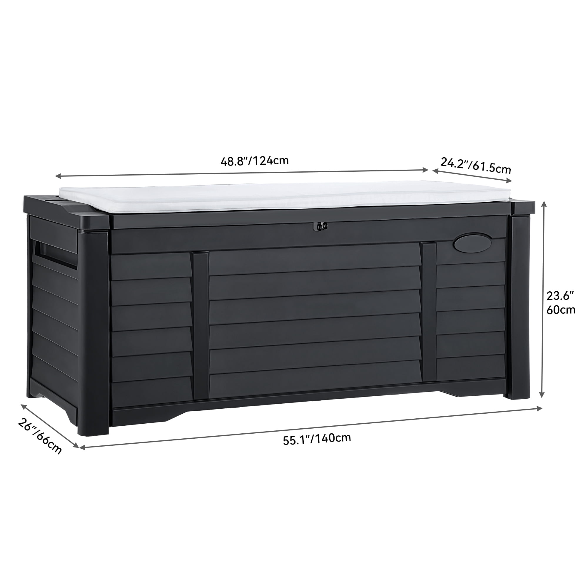 Dextrus Outdoor 120 Gallon Resin Deck Box, Black