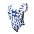 thumbnail image 4 of Hienoo Girls Floral Bow Ruffle One-Piece Swimsuit Cute Swimwear Bathing Suit, Sizes 2-12, 4 of 8