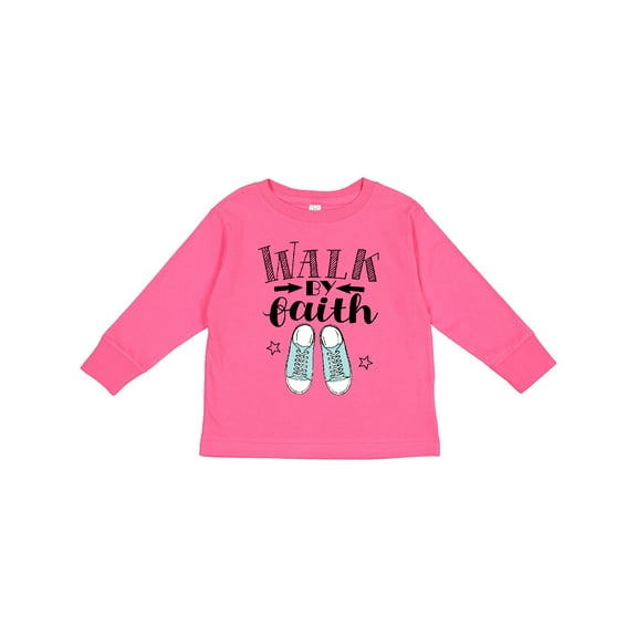 Inktastic Walk by Faith Quote Boys or Girls Long Sleeve Toddler T-Shirt
