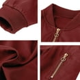 thumbnail image 4 of TFEOQRY Women's Short Hoodless Padded Coats Solid Color Zipper Long Sleeve Jacket with Pockets Thin Cotton Coat Burgundy, 4 of 5