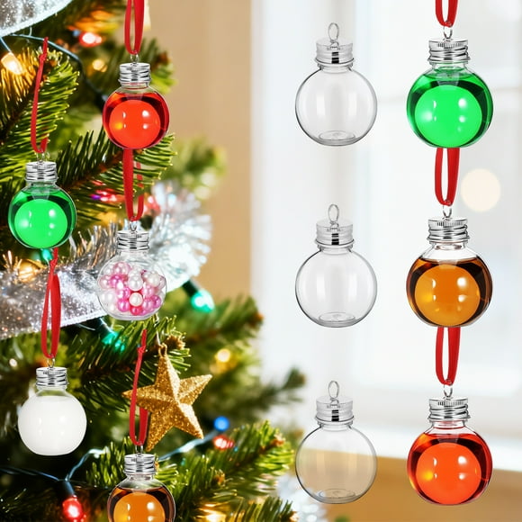 ColoMX 10 Uds. Botellas rellenables de árbol de Navidad, bombillas redondas para botellas de agua, colgantes con forma de bombillas de caramelo