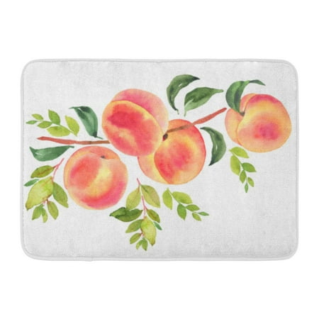 - GODPOK Composition Green Peach Branch with Watercolor Botanical Delicious Rug Doormat Bath Mat 23.6x15.7 inch