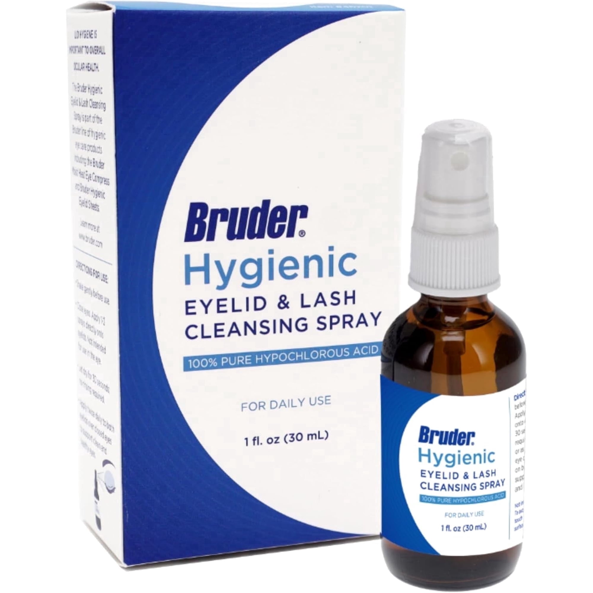 Bruder Hygienic Eyelid Solution Spray - Non-Irritating Pure Hypochlorous in saline, Calm, Skincare, Daily Use Eyelid and Lash Cleanser, Eye Cleansing Spray (30mL)