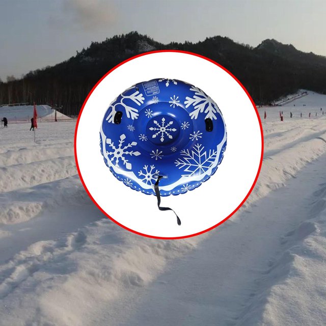 DYNWAVECA Inflatable Snow Tube Supplies Cute with Handles and Drawcord Inflatable Snow Sled for Outdoor Activities Family Gift New Year