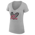thumbnail image 2 of Women's G-III 4Her by Carl Banks Heather Gray Atlanta Falcons Leopard Heart Fitted V-Neck T-Shirt, 2 of 3