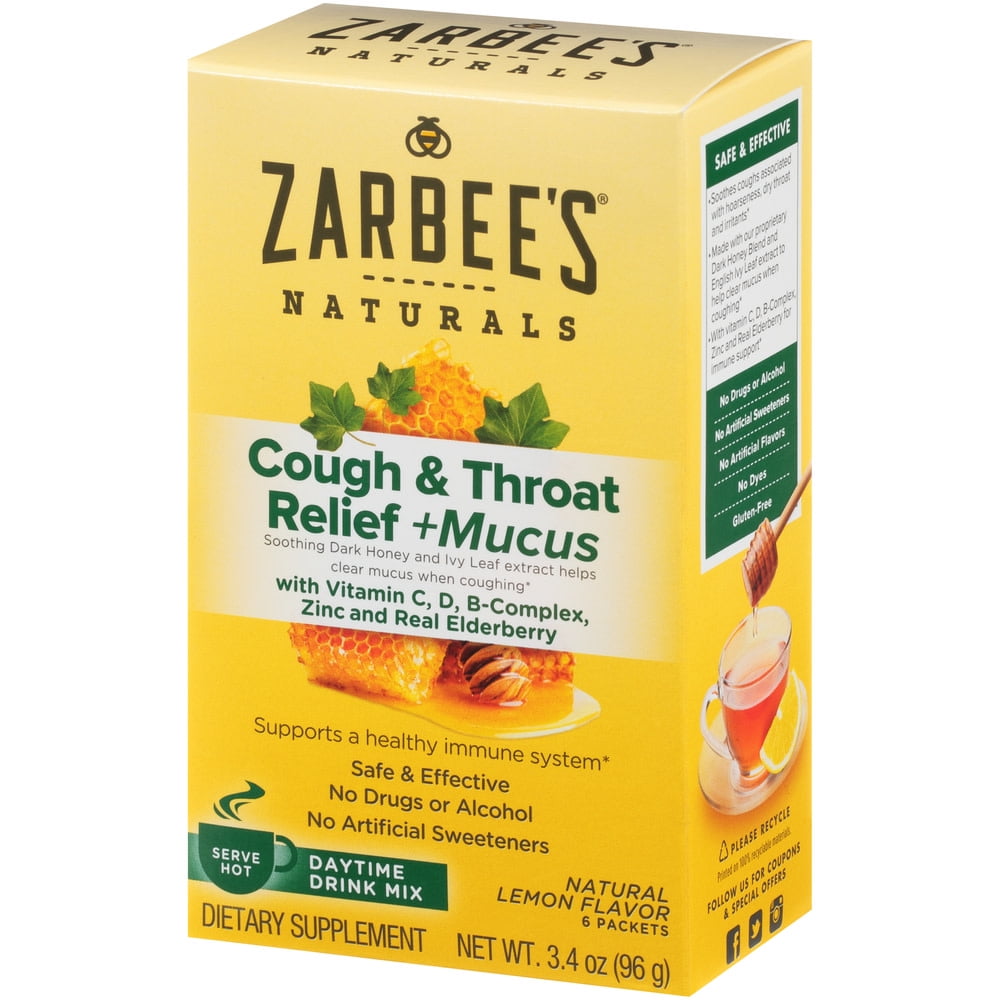 Zarbee's Naturals Cough & Throat Relief + Mucus Daytime Drink Mix with