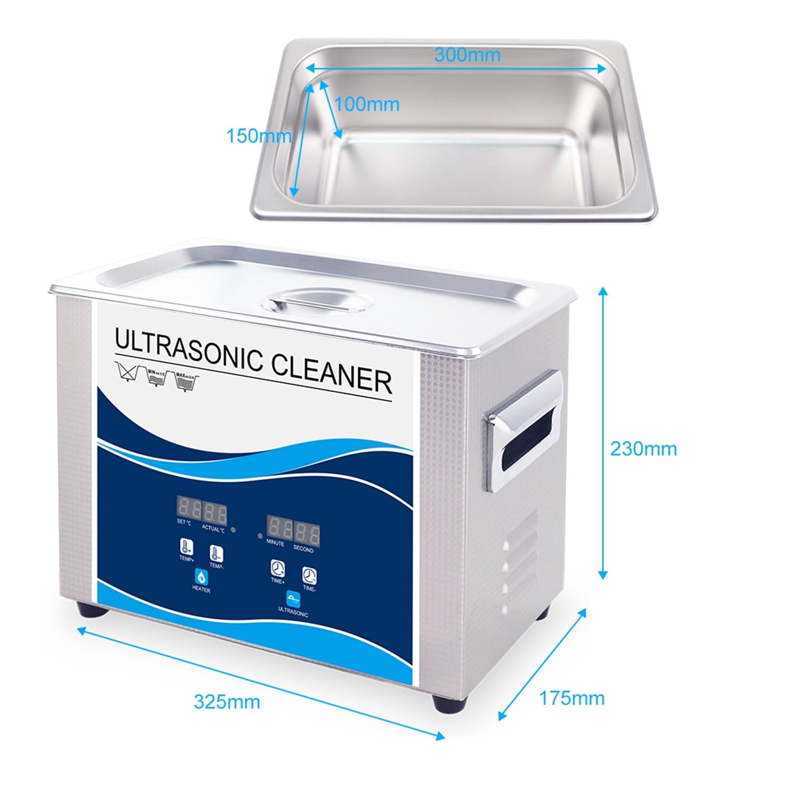 Digital Ultrasonic Cleaner Portable Bath 4.5L 180W With Heater Dental Clinic Nail Surgical Tools Chains Parts ,Strong Cleaning