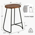 thumbnail image 4 of FIRAVOE Wood Saddle Bar Stools Set of 3, 26" Backless Barstool with Footrest for Kitchen Island, 4 of 6