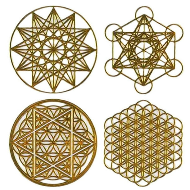 40PCS/10 Sheets 3.5CM Flower of Life Energy Sticker Golden parent Waterproof Sticker 7 Chakra C
