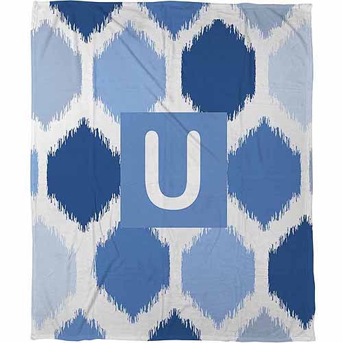 Thumbprintz Batik Monogram Fleece Throw Blue Walmart Com Walmart Com