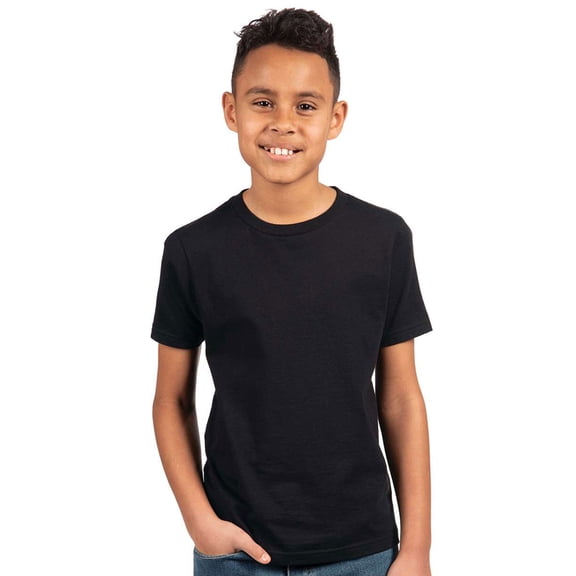 Next Level Youth Short Sleeve T-Shirt 100% Combed Cotton Jersey Plain Casual Tee (Black, L)
