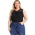 thumbnail image 4 of Plus Size Tops for Women Lace Panel Sleeveless Top Black 1X, 4 of 7