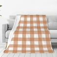 thumbnail image 3 of Brown Gingham Print Pattern Throw Blanket, Super Soft Anti-Pilling Flannel Bed Blankets, 50"x40", 3 of 8