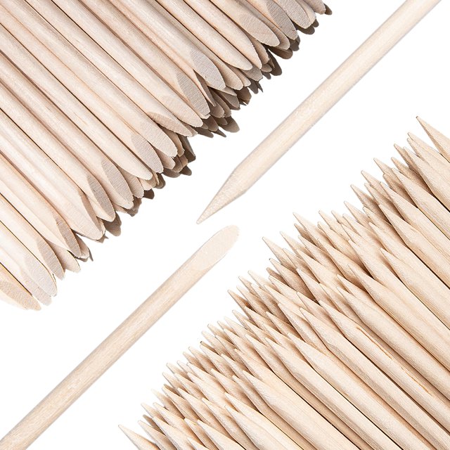 fiezkaa 200 Piezas de Palos de Madera de Color Naranja para uñas, 4,5 Pulgadas, Herramienta para Empujar cutículas de Madera de Doble Cara, Palo de uñas de Naranjo Desechable, Palo de manicura de Bamb