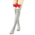 thumbnail image 2 of Yoyauz Christmas Party Over Knee Socks Over Knee Stockings Leg Bow Hairball Thigh Stockings For Ladies and Girls, 2 of 7
