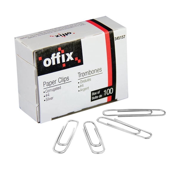 Offix 6447472039 #4 (1-7/8 in) non-skid Paper Clips (Box of 100)