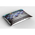 thumbnail image 2 of Ambesonne Christmas Pillow Sham 2 Pack, Vivid Branches on Wooden, 36"x20", Red Green, 2 of 3