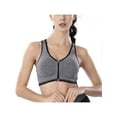 thumbnail image 4 of Women Pure Color Plus Size Ultra-thin Large Bra Sports Bra Front Zipper Full Cup Padded Tops, 4 of 7