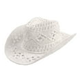 thumbnail image 3 of Pnellth Cowboy Hat Classic Vintage Hollow Out Unisex Curled Edge Wide Brim Men Sun Hat Fishing Hat White, 3 of 7