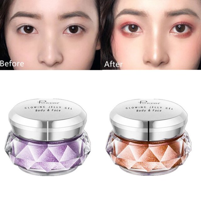 Face Highlighter Jelly Gel Mermaid Eyeshadow Glow Body Glitter Festival Makeup iluminador Gold Liquid Highlighter Pink Bronzer04 He Qiyong unisex