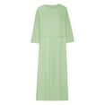 thumbnail image 4 of Jinhomg Women Casual Long Sleeve Maxi Dress Lightweight Cotton Linen Beach Loose Fit Comfy Crewneck Midi Dress 2025 Spring Dresses with Pocket Green XXXXL, 4 of 7