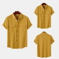 thumbnail image 2 of GigrtiJin Women's Cotton Linen Shirt Button down Short Sleeves Lapel Shirts Solid Color Casual Fashion Tops Blouse, 2 of 9
