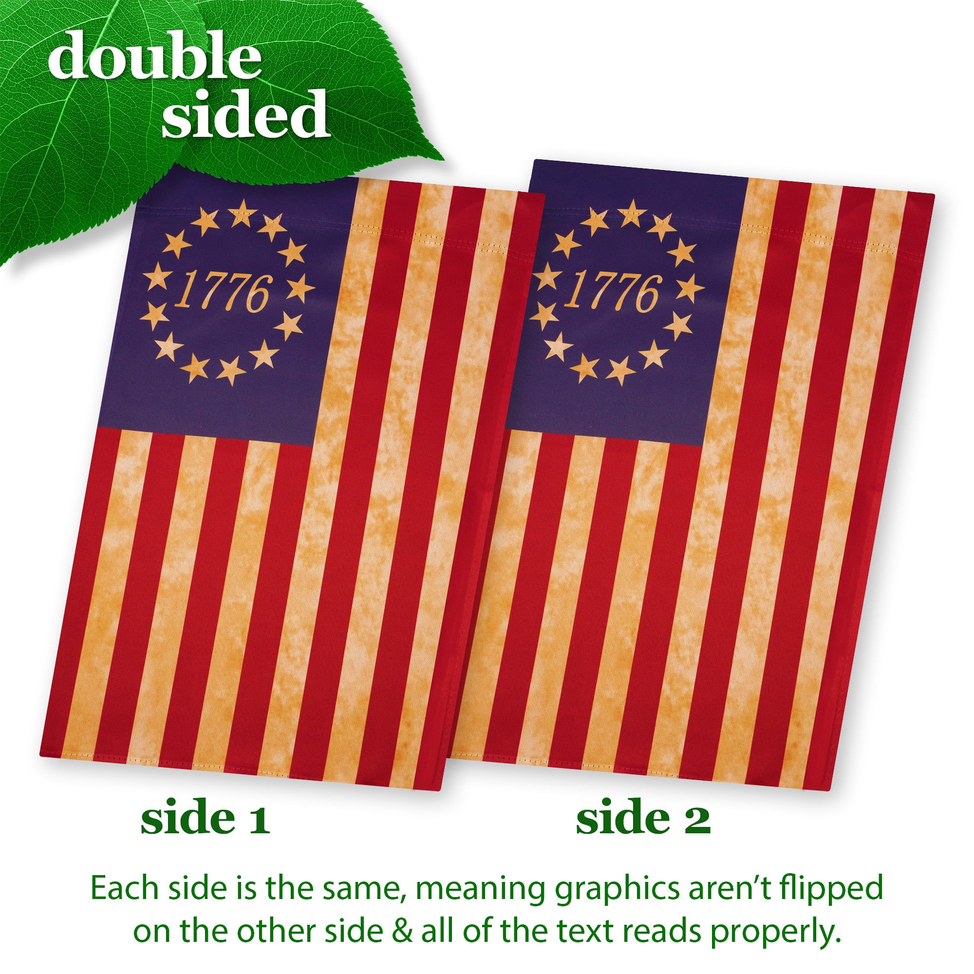 G128 Betsy Ross 1776 Tee Hausflagge – Doppelseitig Bedruckt, 71x101 Cm, Blockout-Stoff, Für Garten & Terrasse