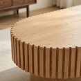 thumbnail image 4 of Miniyam Oval Wood Coffee Table with Fluted Design, Natural Finish Modern Center Table for Living Room, Apartment or Office, 4 of 8