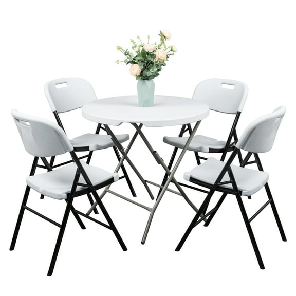 Winado Indoor/Outdoor Plastic Folding Fold Up Party Chair, White, 4 Pcs