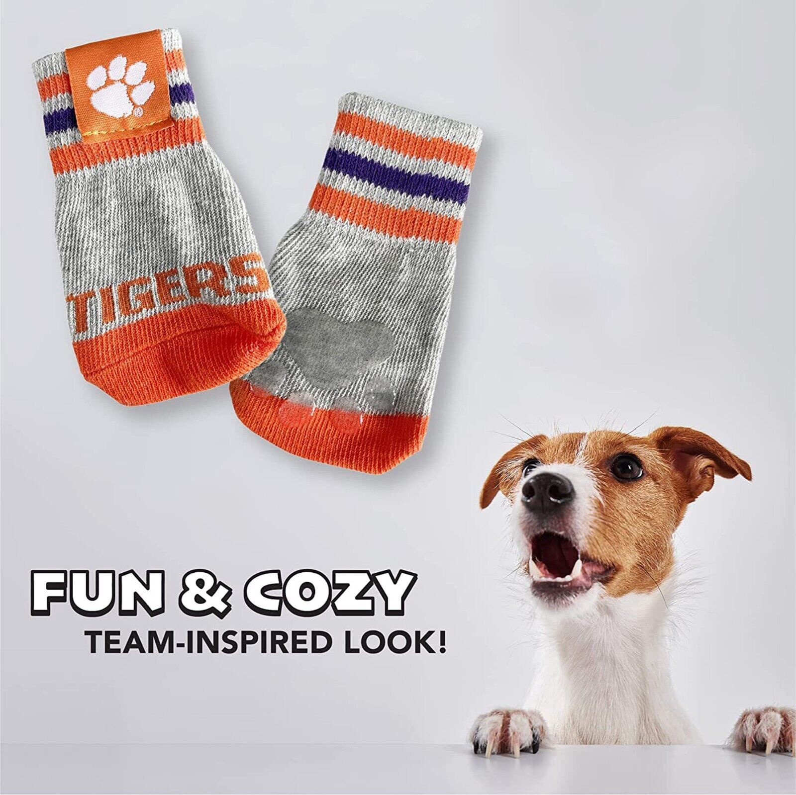NCAA Anti Slip Dog Socks with Elastic Ribbed Top Indoor/Outdoor Paw Protection