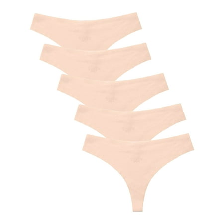 MZXELPRJD Womens Underwear Women s Sports Briefs 5pc Ice Silk Seamless Yoga Sports Women s Cotton Bottom Thong Panties for Women Pack Rose Gold XL