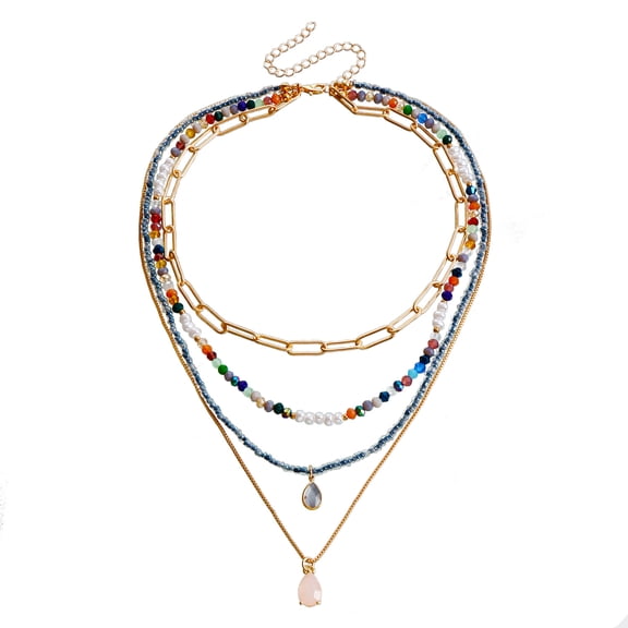 XmhyTop-A Layered Chokers Necklace, Bohemian Layered Beaded Jewelry,L01