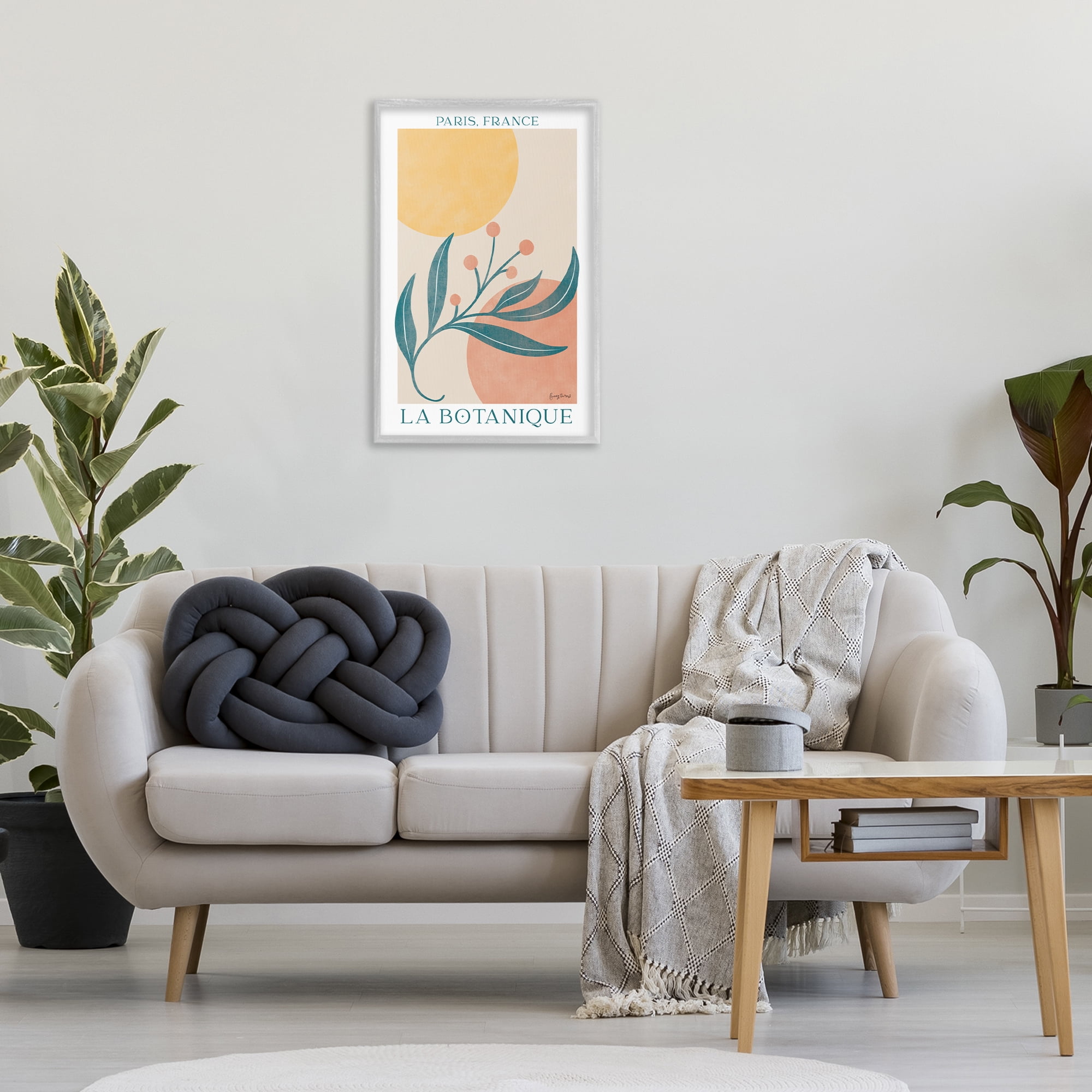 Stupell Industries French Botanical Poster Botanical & Floral Painting Gray Framed Art Print Wall Art, 20 x 30
